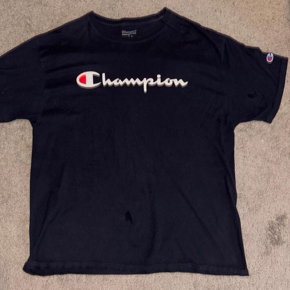 Champion Men's Navy and Black T-shirt